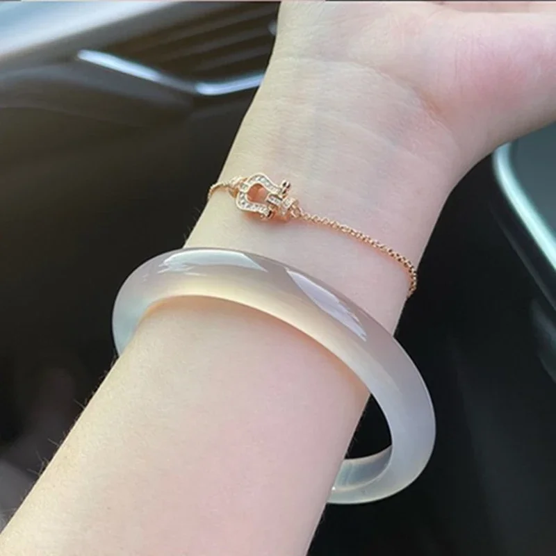 Белый лунный свет личи браслет из замороженного агата античный нефритовый для