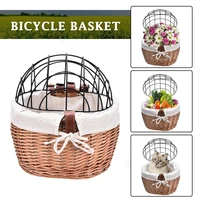 cat dog bicycle basket hand woven good water resistance pet carry bag wicker bicycle basket front handlebar bike storage basket