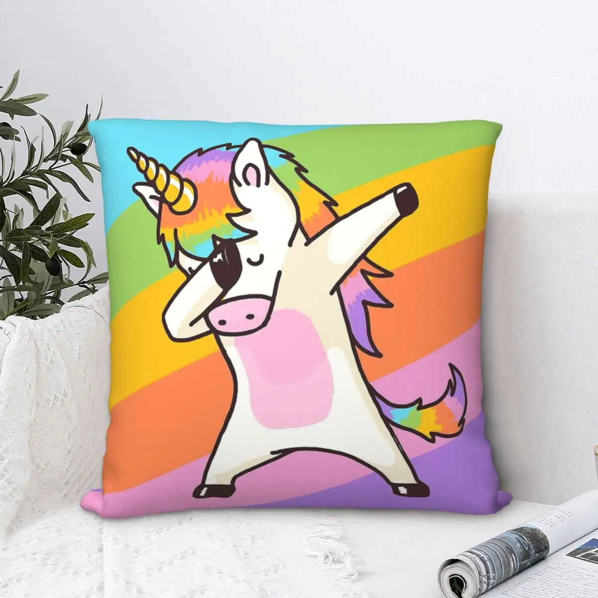 

Dabbing Unicorn Shirt Hip Hop Dab Pose Polyester Cushion Cover Bedroom Chair Decorative Soft Pillow Cover