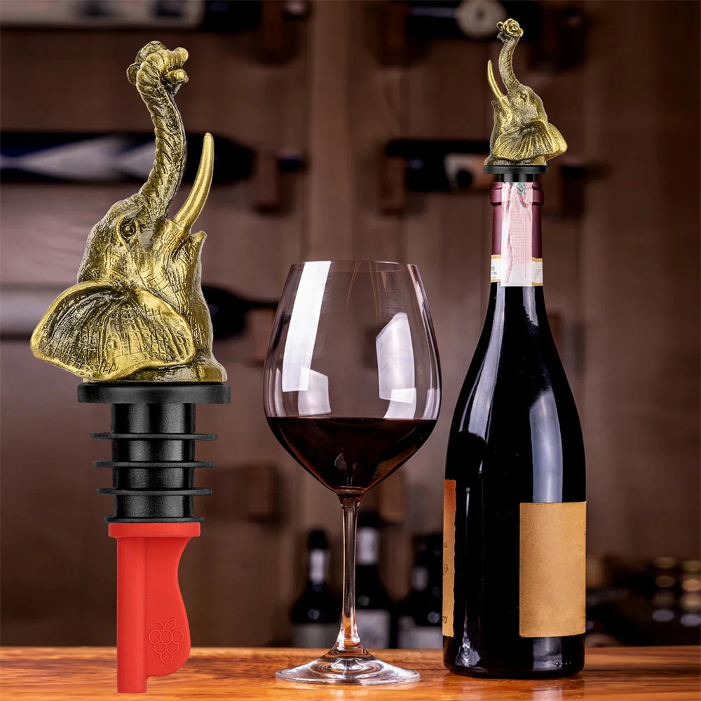 Винтажная металлическая пробка для бутылки вина со слоном