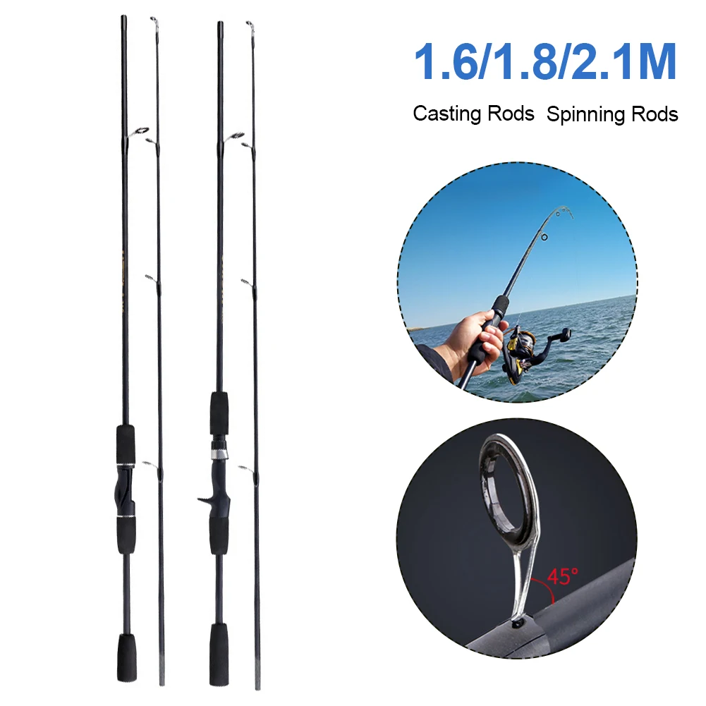 

Portable Fishing Rod Carbon Fiber Lightweight Spinning Rods Baitcasting Rods 1.6/1.8/2.1m EVA Grip Freshwater Saltwater Tackle