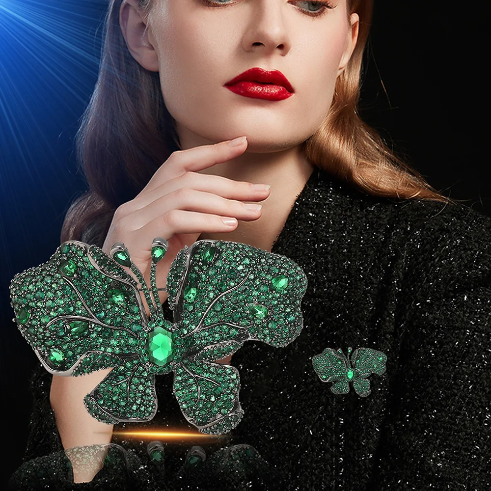 

Женская Брошь в виде бабочки с зеленым кристаллом, модные украшения для мужчин, заколки для красивой девушки, горячая Распродажа, детские подарки для мужчин, оптовая продажа