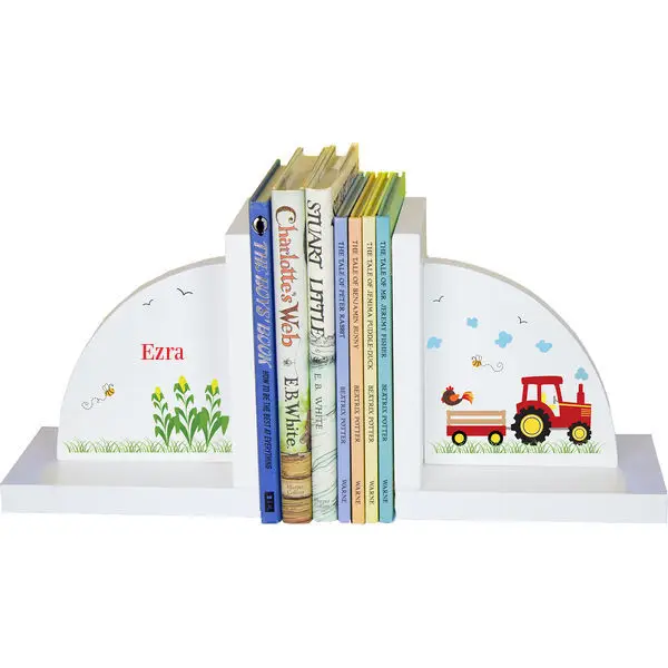 

Personalized Red Tractor Childrens Bookends