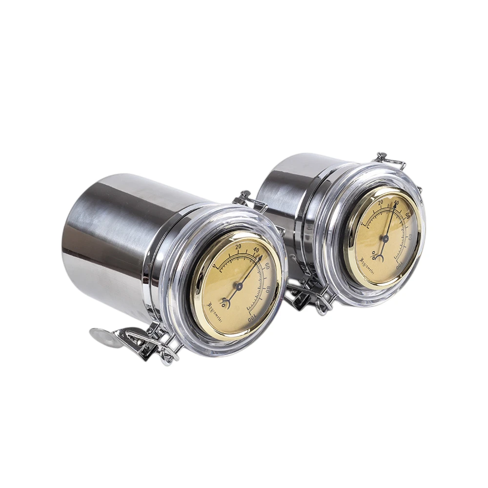 

Cigarette/Cigar Moisturizer with Hygrometer Stainless Steel Coffee Bean Storage Jar Send Moisturizing Tablets