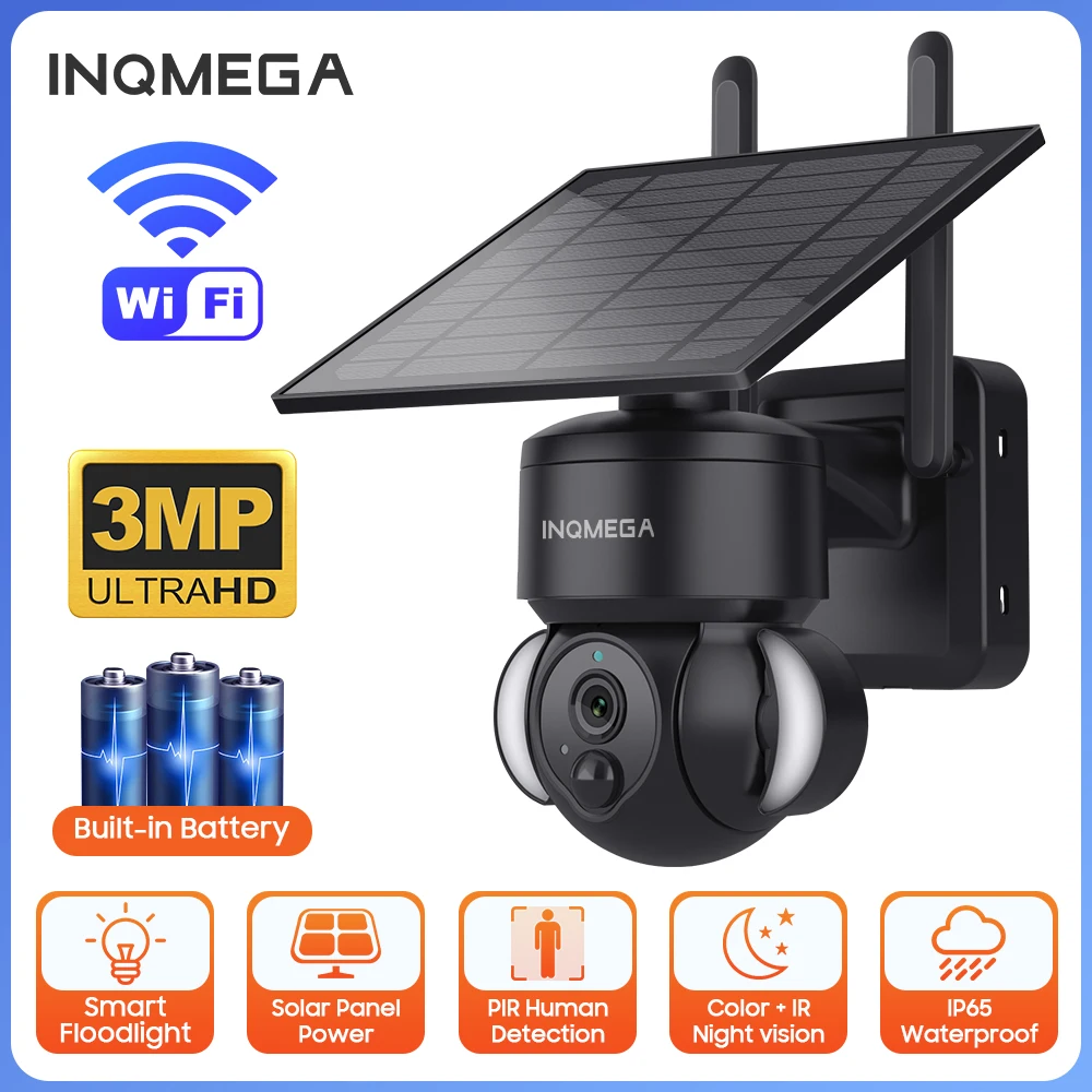 INQMEGA 3MP WIFI наружная Солнечная камера PIR Обнаружение человека солнечные камеры видеонаблюдения ночное видение CCTV видеокамеры