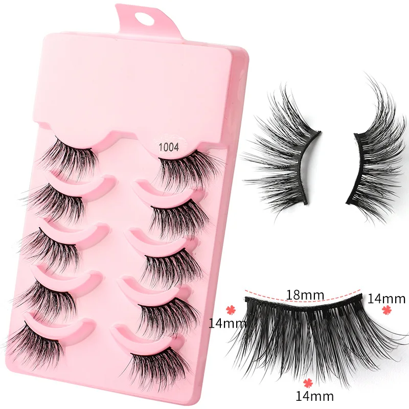 

Half eye false lash 5 pairs 3d false eyelashes natural soft mink wispy black foxy eyes reusable lashes clear band Eye tail exten