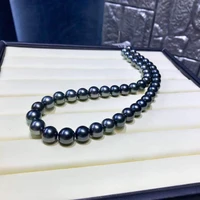 huge charming 1810 11mm natural south sea genuine black round necklace free shipping women jewelry choker necklace