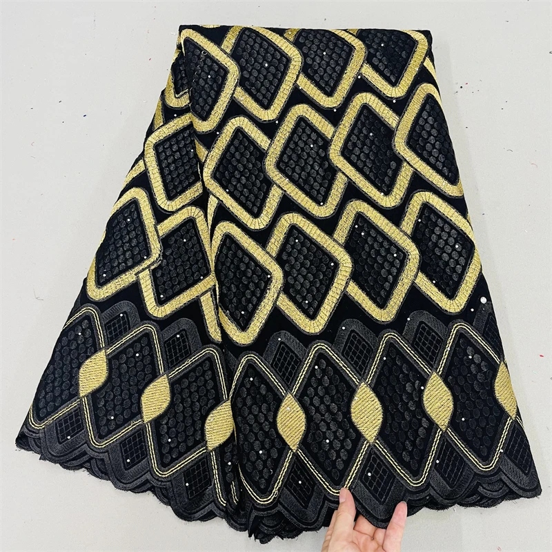 

Золотая швейцарская вуаль кружевная ткань хлопчатобумажная ткань вышитая африканская Ткань 5 ярдов/лот