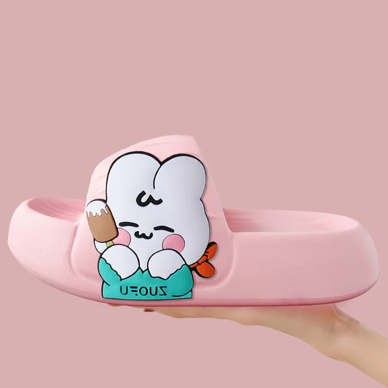 Summer Home Slippers for Women Cute Cartoon Rabbit Soft Thick Sole Shoes for Woman Casual Indoor Slides Female House Slippers