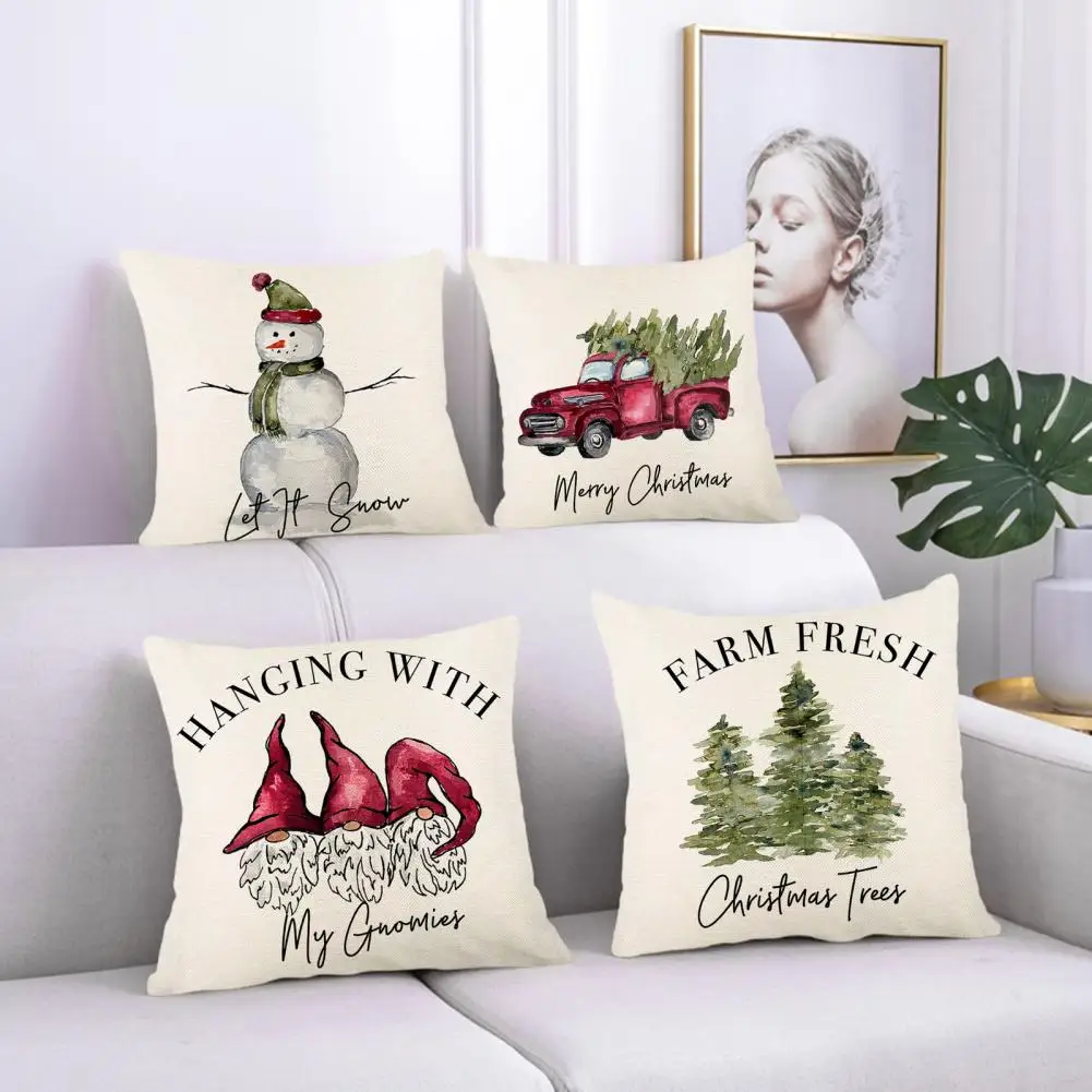 

Fashion Cushion Cover Breathable Hard to Fade Pillowcase Sofa Christmas Pillowcase