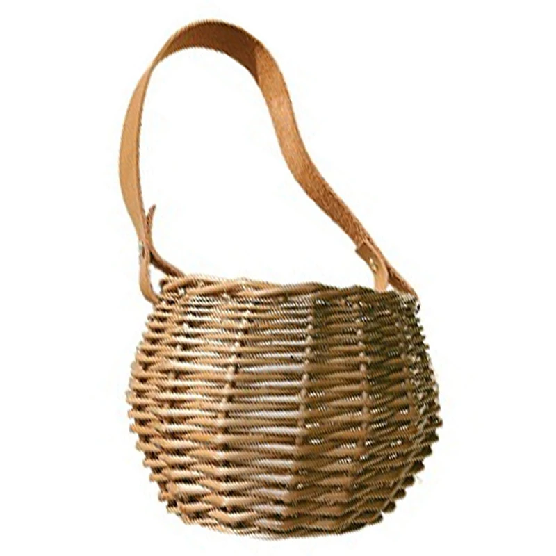 

Детская маленькая сумка из ротанга, милая плетеная ручная корзина из ротанга для сбора, детская корзина для хранения через плечо, модные кор...