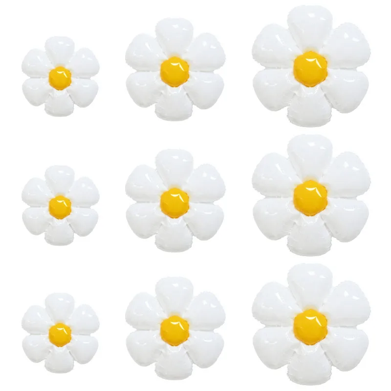 

10PCS White Daisy Flower Foil Balloon Plumeria Helium Ball Wedding Kids Birthday Party Decoration Baby Shower INS Photo Props