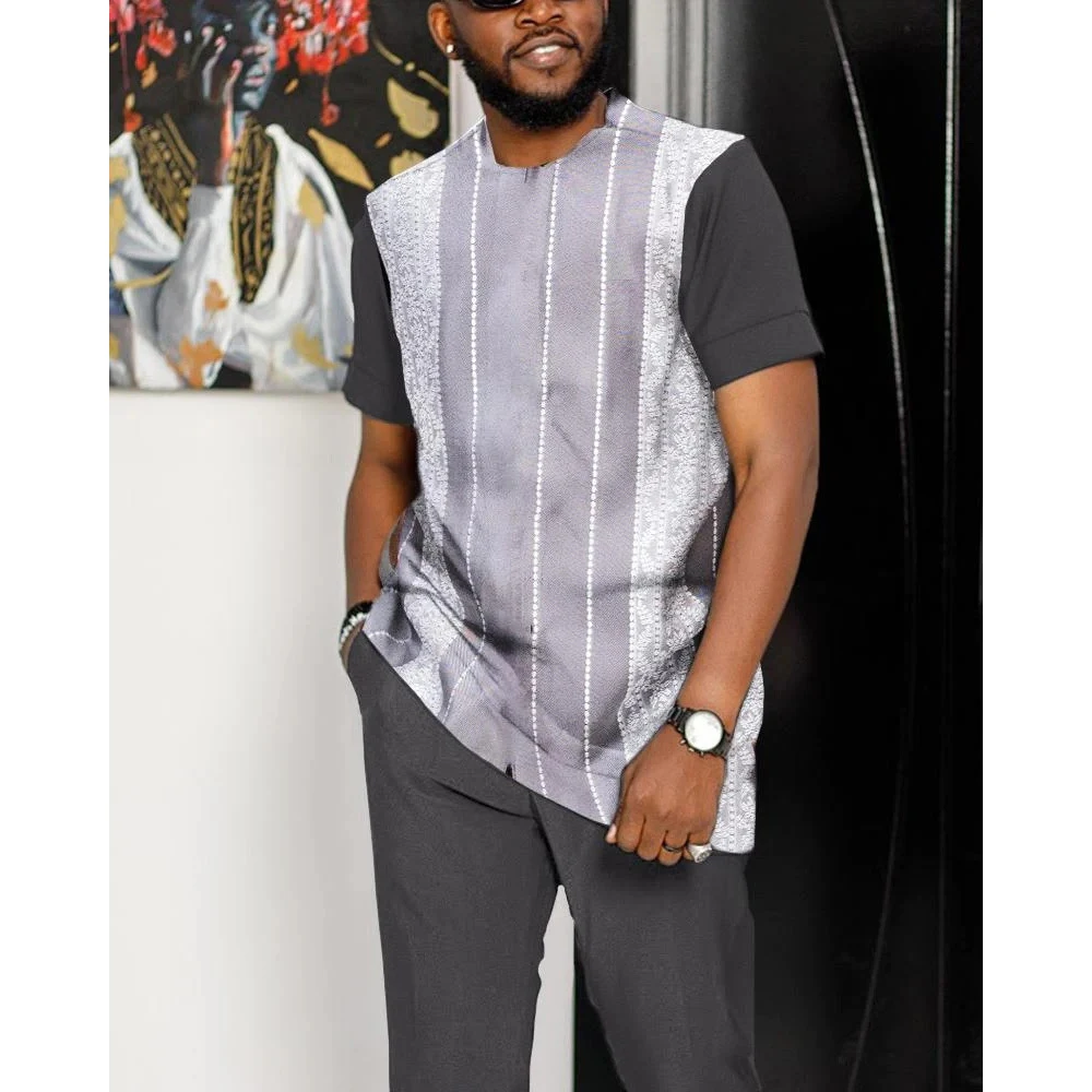 Men's Tracksuit 2 Piece Set Outfit Summer Oversized Tshirt+Trouser Casual Sportwear Joogers Outfits Set Man Clothing 2 Piece Set