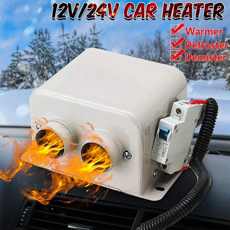 

800W Auto Car Heater 12V 2 Hole Heating Defroster Demister Electric Heater Heating Fan Windshield Dryer Car Air Heater