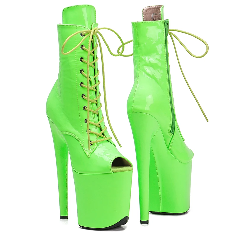 Leecabe 20cm/8inches patent shininy  upper  top open  High Heel platform   Pole Dancing boots