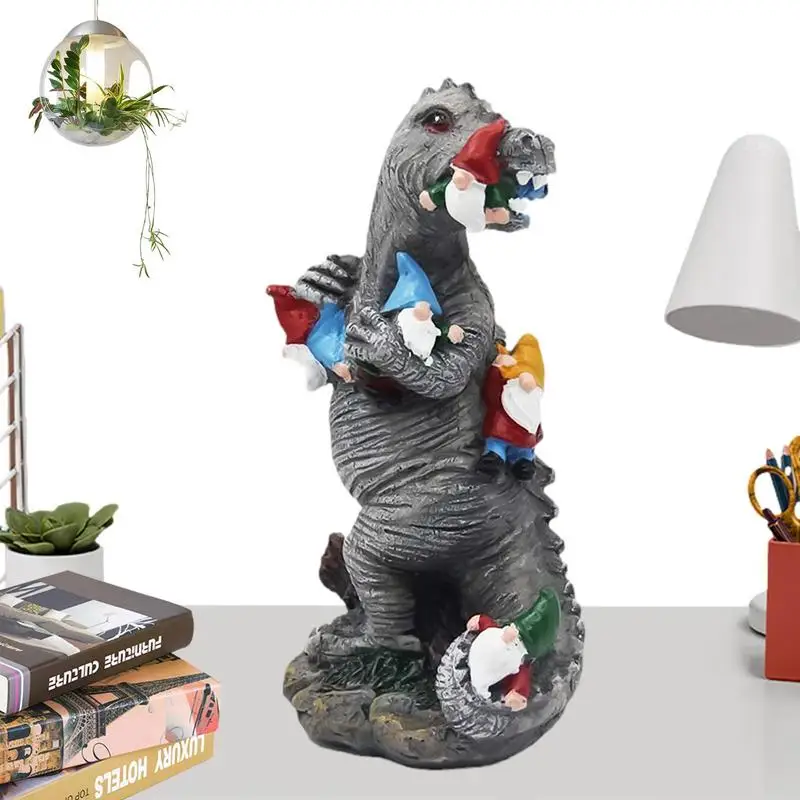 

Dinosaur Gnomes Garden Statue Realistic Cute Dinosaur Statue Halloween Statues Anti-Fade Resin Craft Lawn Ornament Gift For