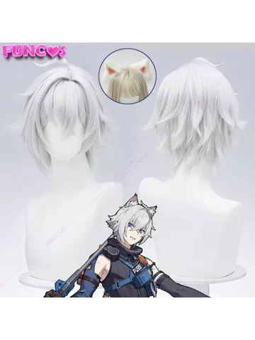 Парик для косплея Honkai: Star Rail Seth Lowell из термостойкого волокна с короткими белыми волосами