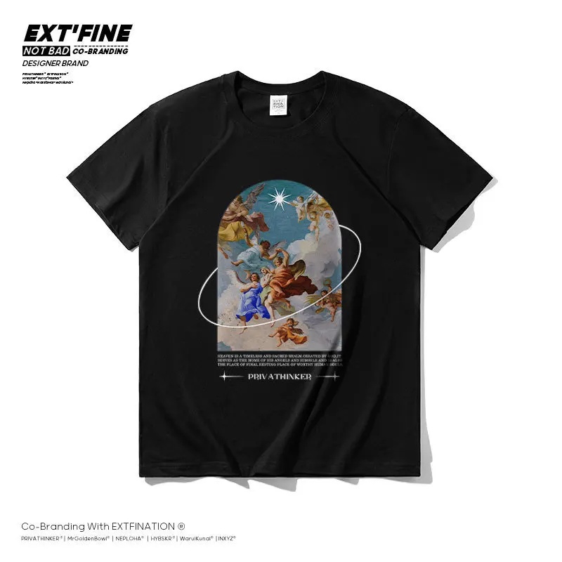 

Мужская футболка с коротким рукавом, круглым вырезом и принтом богов