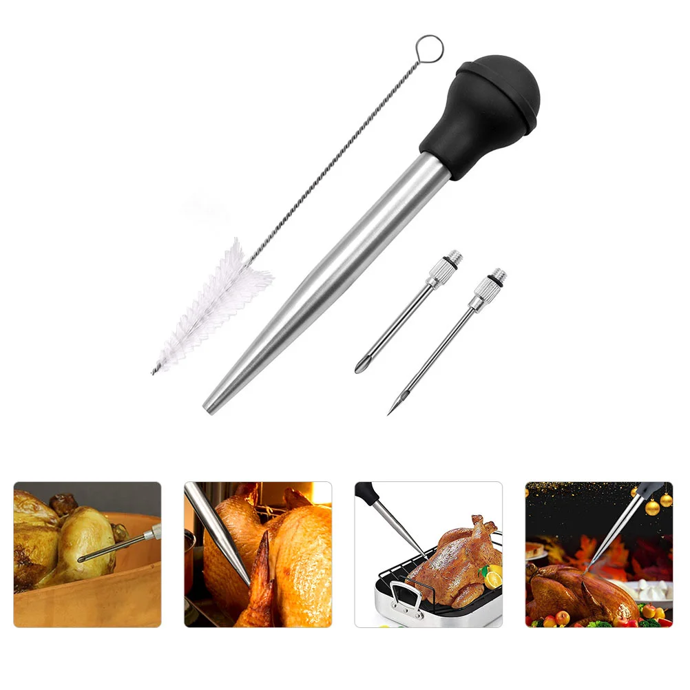

Injector Baster Syringe Turkey Meat Marinade Brush Cooking Poultry Bbq Barbecuecleaningbasters Sauce Flavor Steakchicken Set