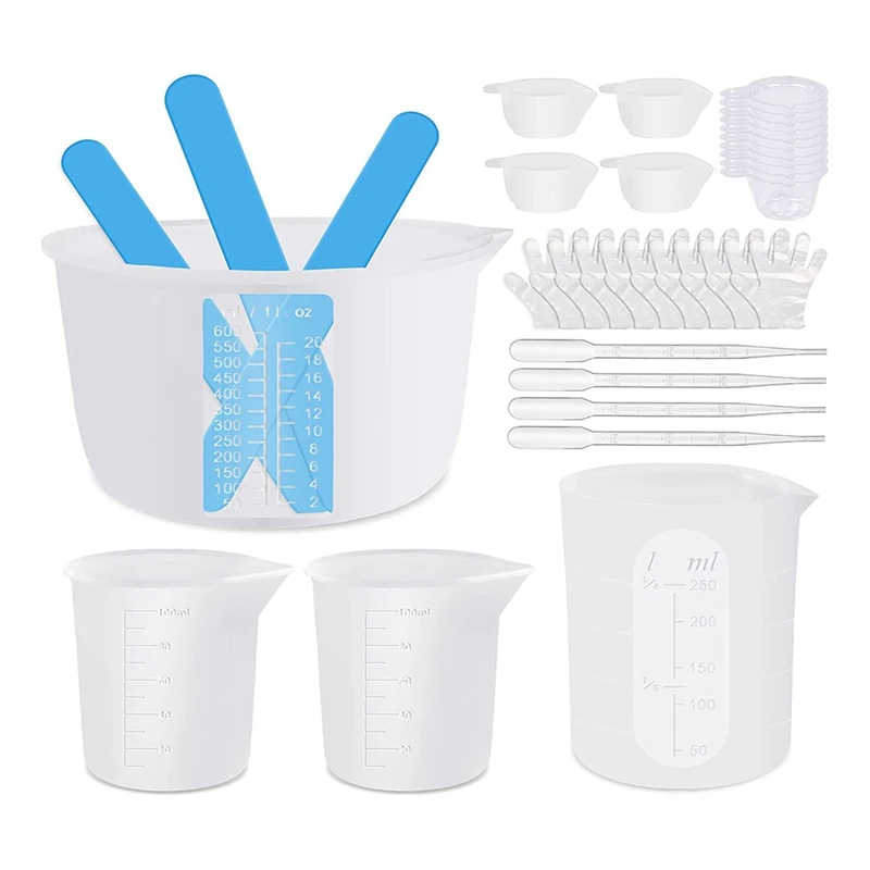 

1 Set 100Ml&250Ml&600Ml Silicone Resin Cup Dropper Mixing Cups Resin Silicone Stir Sticks