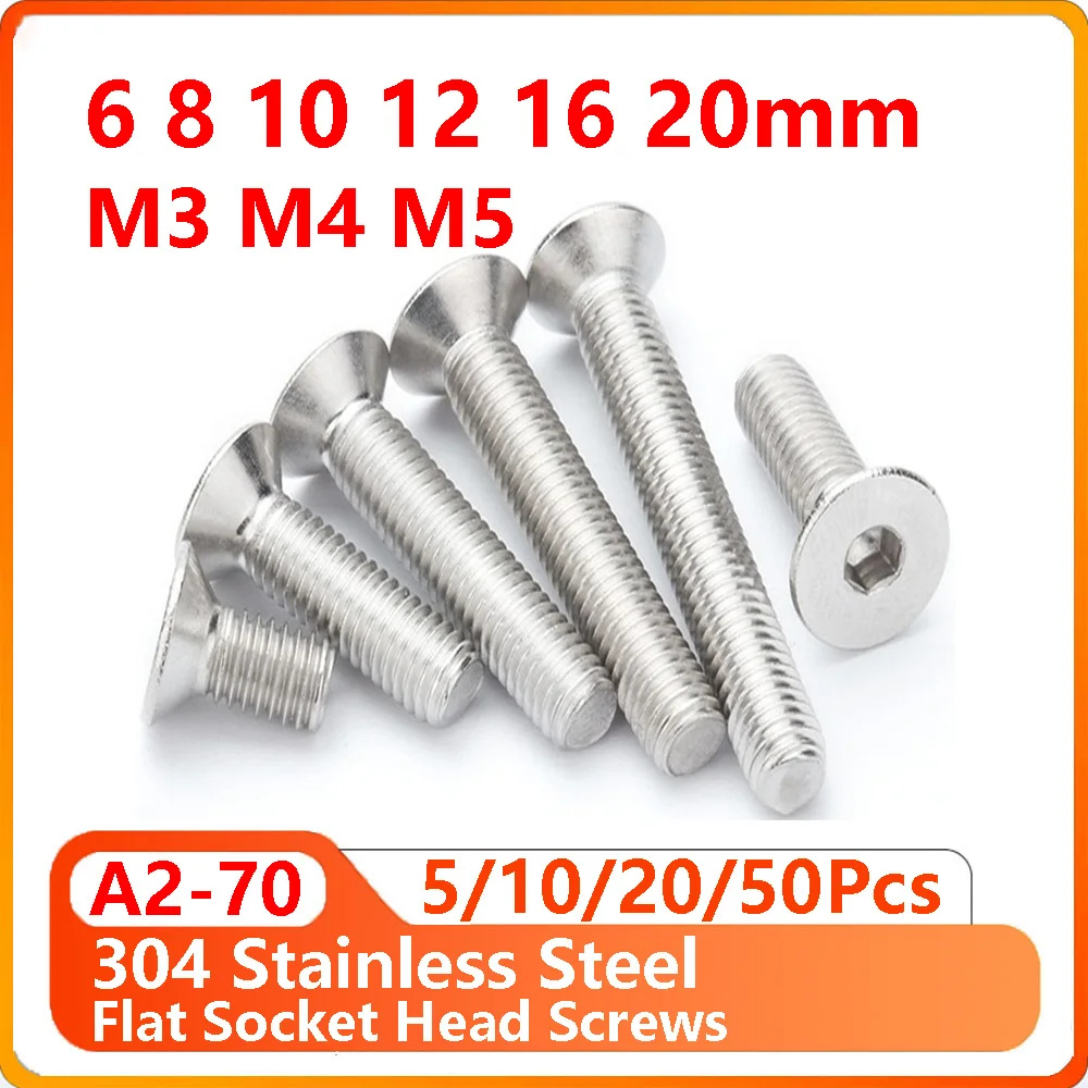 M3 M4 M5 6-20 мм 5/10/20/50 шт. Винты с плоской потайной головкой из нержавеющей стали 304 Технические характеристики Совместимость стандарт DIN7991