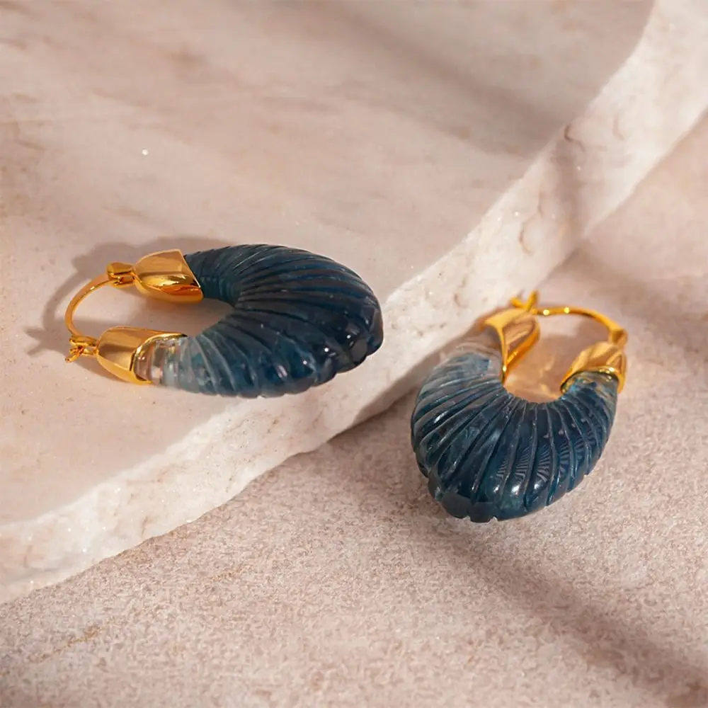 Большие серьги-кольца из смолы с геометрическим рисунком винтажные модные