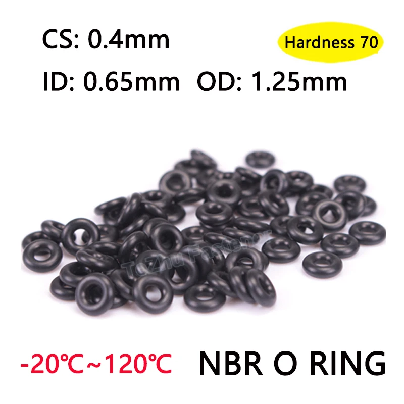 

50pcs CS 0.4mm ID 0.65mm OD 1.25mm Nitrile Rubber O Type Ring Sealing Gasket Automobile NBR O-Ring Spacer Oil Resistant Washer