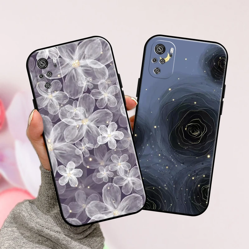 

Чехол для телефона в стиле ретро с черными розами для Redmi Note 10 Note 8 2021 10 Pro 7 10S 9 8T 5G 9S MAX 10T 9T O7nb, мультяшный держатель