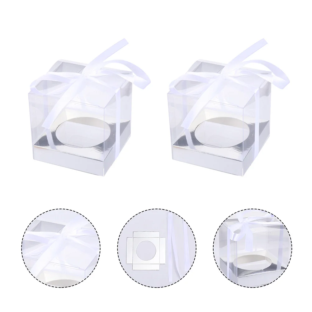 

24 Pcs 1 Bag Lightweight Packing Boxes Cupcake Boxes Dessert Boxes with Ribbon