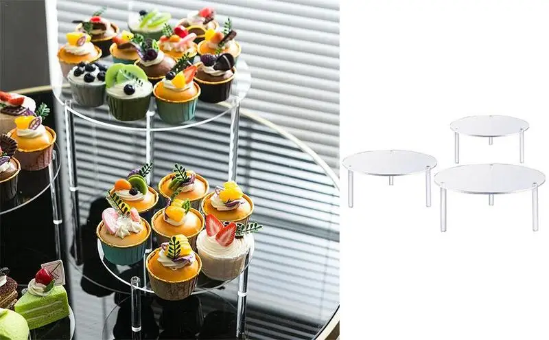 

3 Tier Stands For Dessert Table Portable Creative Acrylic Cake Display Stand Reuseable Transparent Dessert Cup Cake Holder Stand