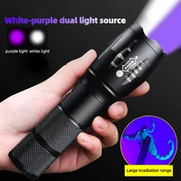 ultraviolet flashlight t6 strong light zoom flashlight 395nm fluorescent agent pet urine stain detector outdoor scorpion lamp