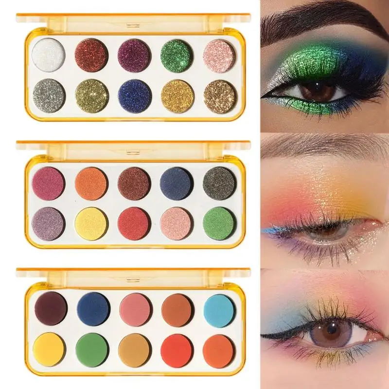 

10 Shades Eyeshadow Palette Highly Pigmented Natural Matte Shimmer Glitter Eye Shadow Pallet Long-Lasting Blend-Able Make Up