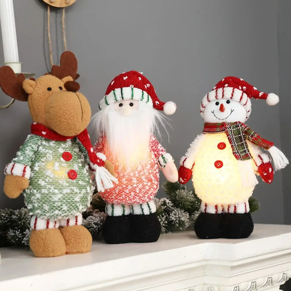 

Santa Claus Christmas Standing Doll LED Light Elk Glowing Christmas decorations Handmade Snowman Party Gifts Children