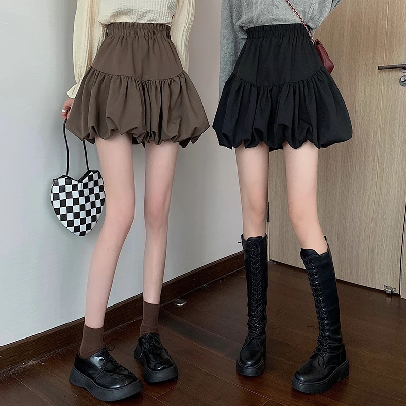 

Summer High Waist Y2k Women's Skirts Solid Fashion Elegant Black White Korean New Mini Female Clothing A-LINE
