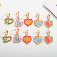 rainbow color 2035mm 2 pairs of irregular love girls decorative earrings 2022 springsummer fashion hoop earrings jewelry gifts