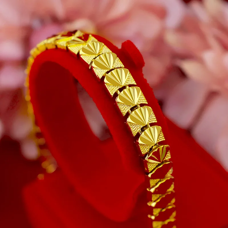 

Браслет в форме ракушки клевера из 24-каратного золота для женщин, браслеты для невесты, мамы, свадьбы, помолвки, дня рождения, золотые ювелирные изделия, браслеты, подарки