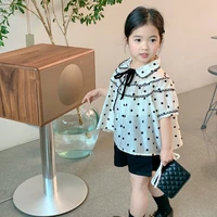 girls babys shirt coat 2022 charming summer short sleeve top princess party school gift formal lovely childrens clothing