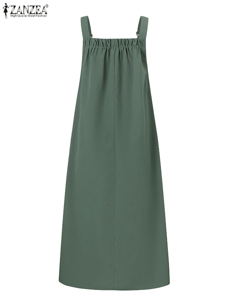 Корейский модный женский комбинезон платье осенне-летний сарафан макси ZANZEA