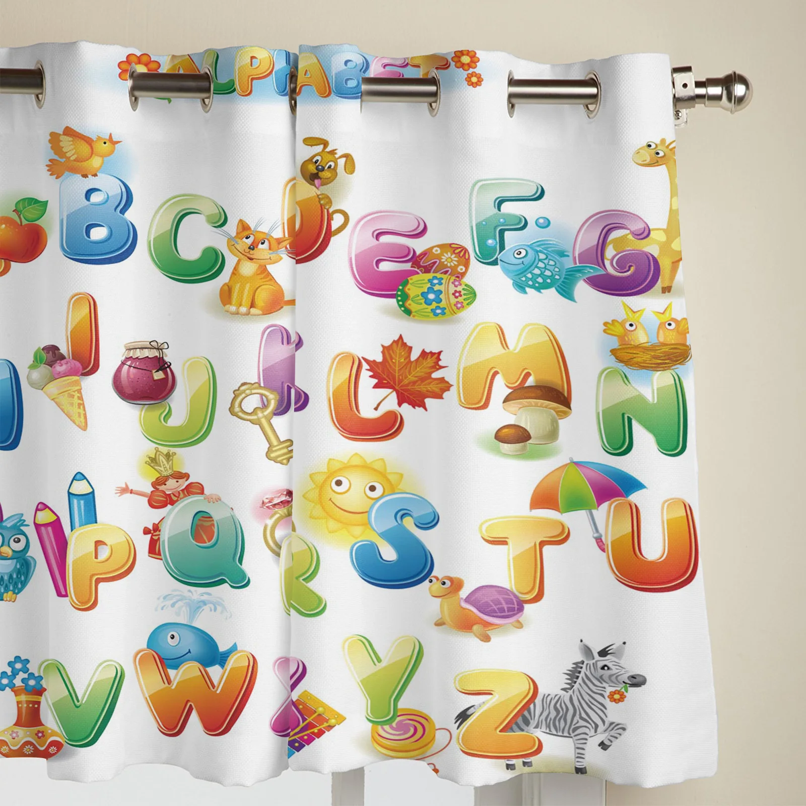 Современные оконные шторы для гостиной с мультяшным английским алфавитом детей