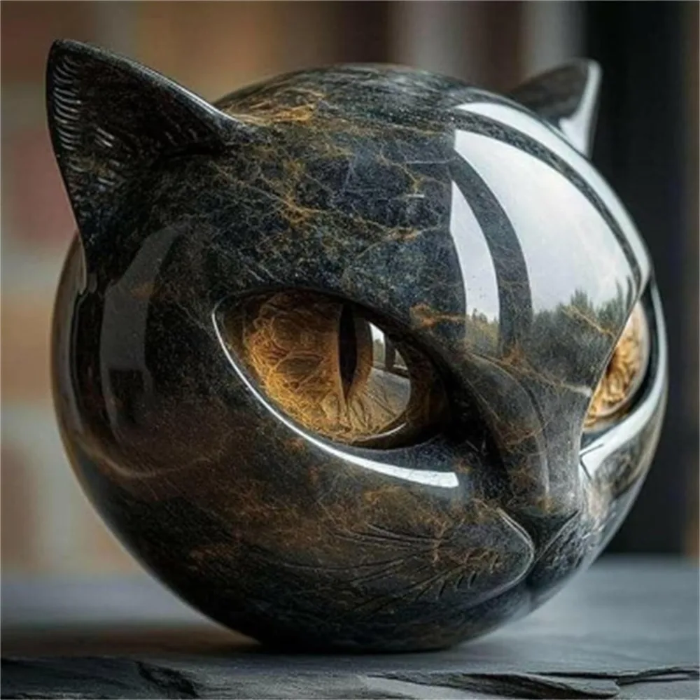 

Скульптура черного кота из смолы