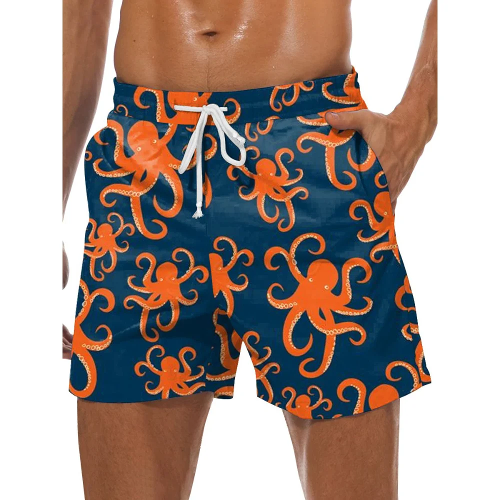 

Мужские красные пляжные повседневные шорты Badassdude в виде осьминога