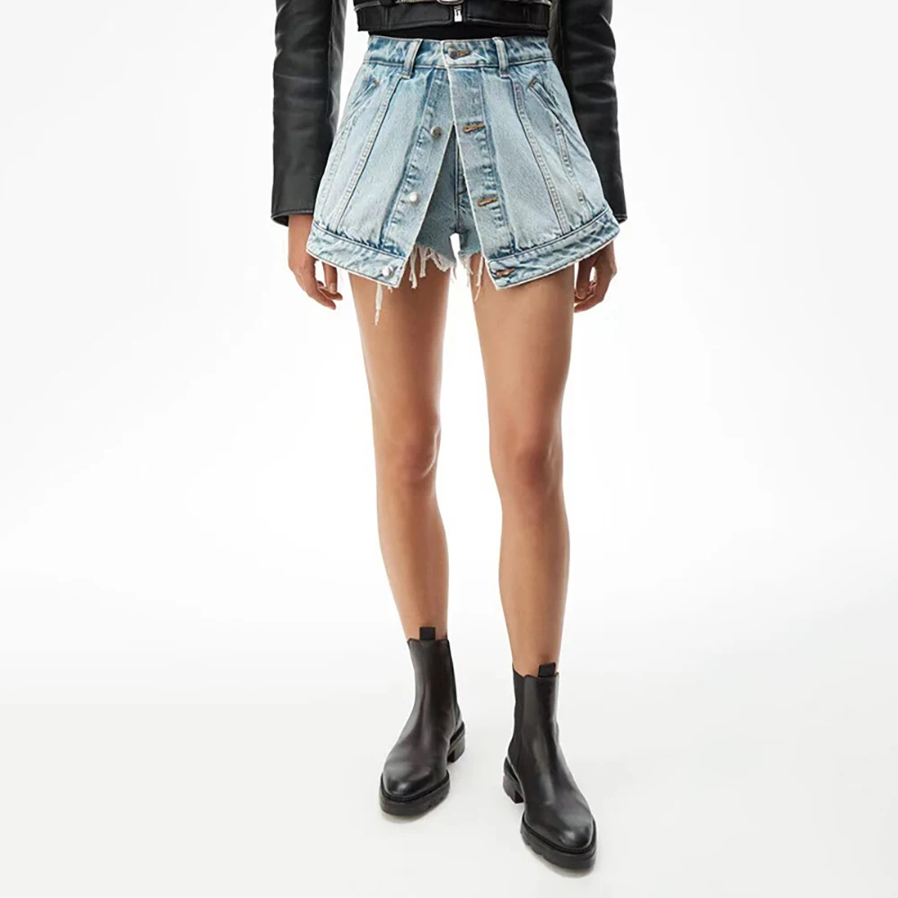 

2022 Luxury Designer Jean Shorts for Women High Waist Clothing Single Breasted Tassel Summer Sexy Hot Shorts Bottoms New Style