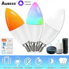 Умная лампа-свеча Яндекс Алиса, светодиодная лампа с Wi-Fi, RGB, E14, 85-265 в, с регулируемой яркостью и голосовым управлением Alexa, Google Home Assistant, Siri