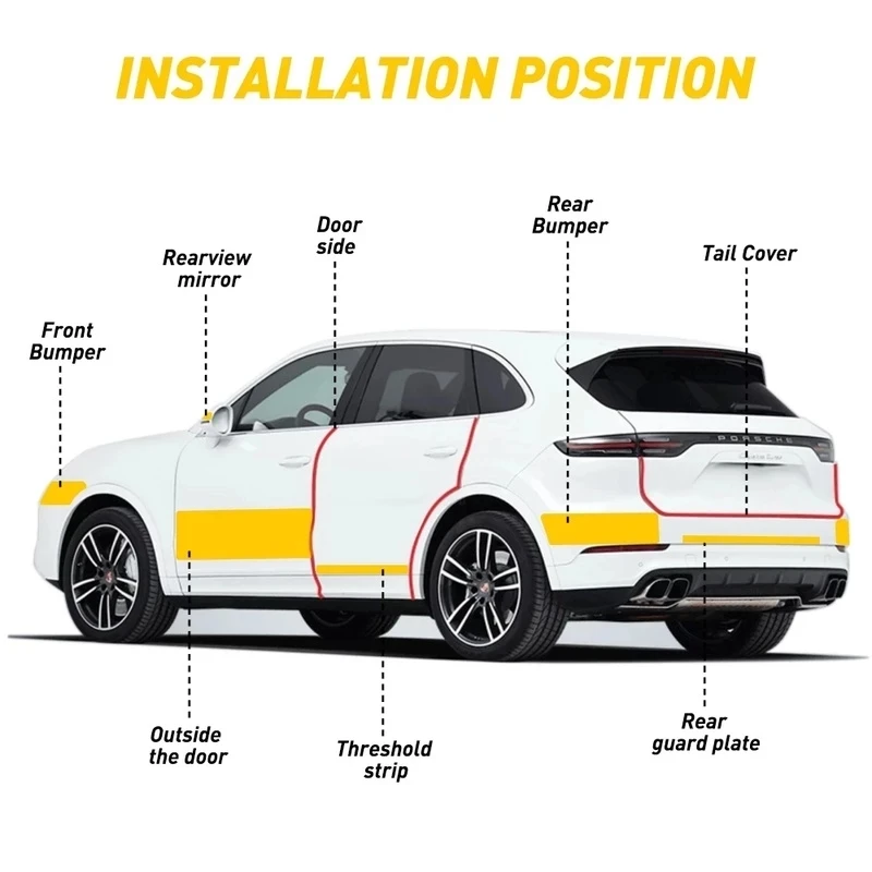 10/5М Углеволоконная наклейка для автомобиля DIY Паста Защитная полоса Автоматический порог двери Боковое зеркало Антицарапинная лента Гидроизоляционная защитная пленка.
