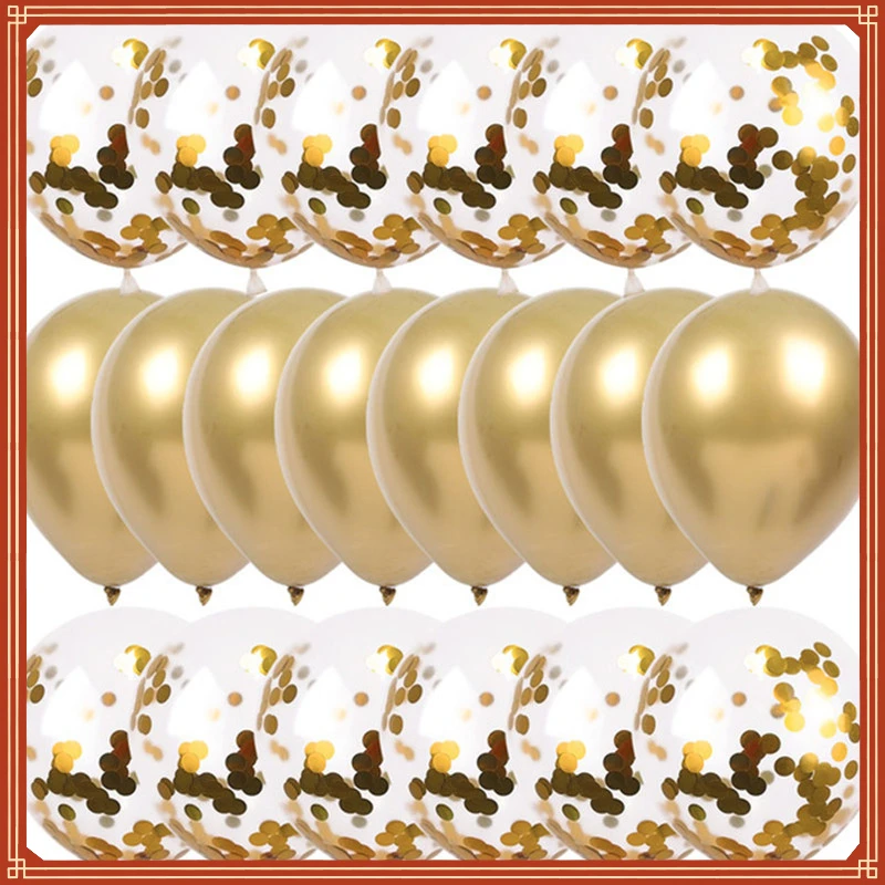 

Gold Confetti Balloons Set Metallic Chrome ballon Birthday Party Wedding Decoration Anniversary Globos Baby Shower Balloon