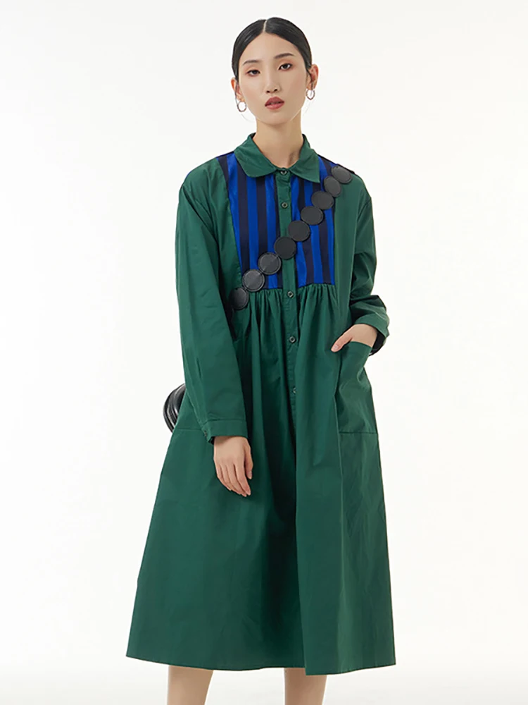 

XITAO, Повседневное платье-рубашка со складками, свободное, модное, простое, контрастное, комбинированное, женское, Осеннее, новое, темперамент...