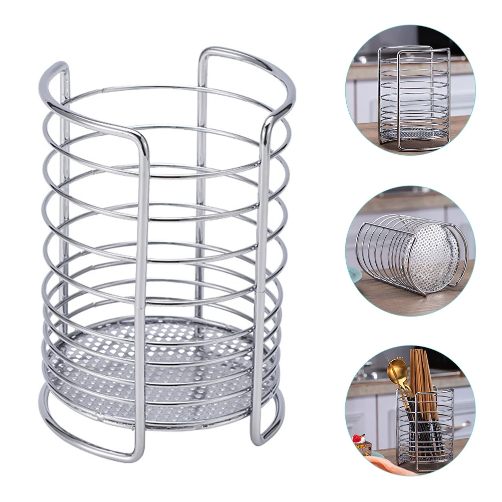 

Knife Fork Cutlery Bucket Chopstick Holder Bracket Storage Stainless Steel Drain Chopsticks Basket Draining