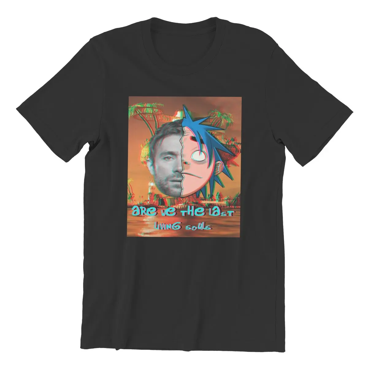Gorillaz and Damon Albarn Virtual punk band 100% Cotton vintage plastic beach gorillaz Large size Printed t-shirt for men