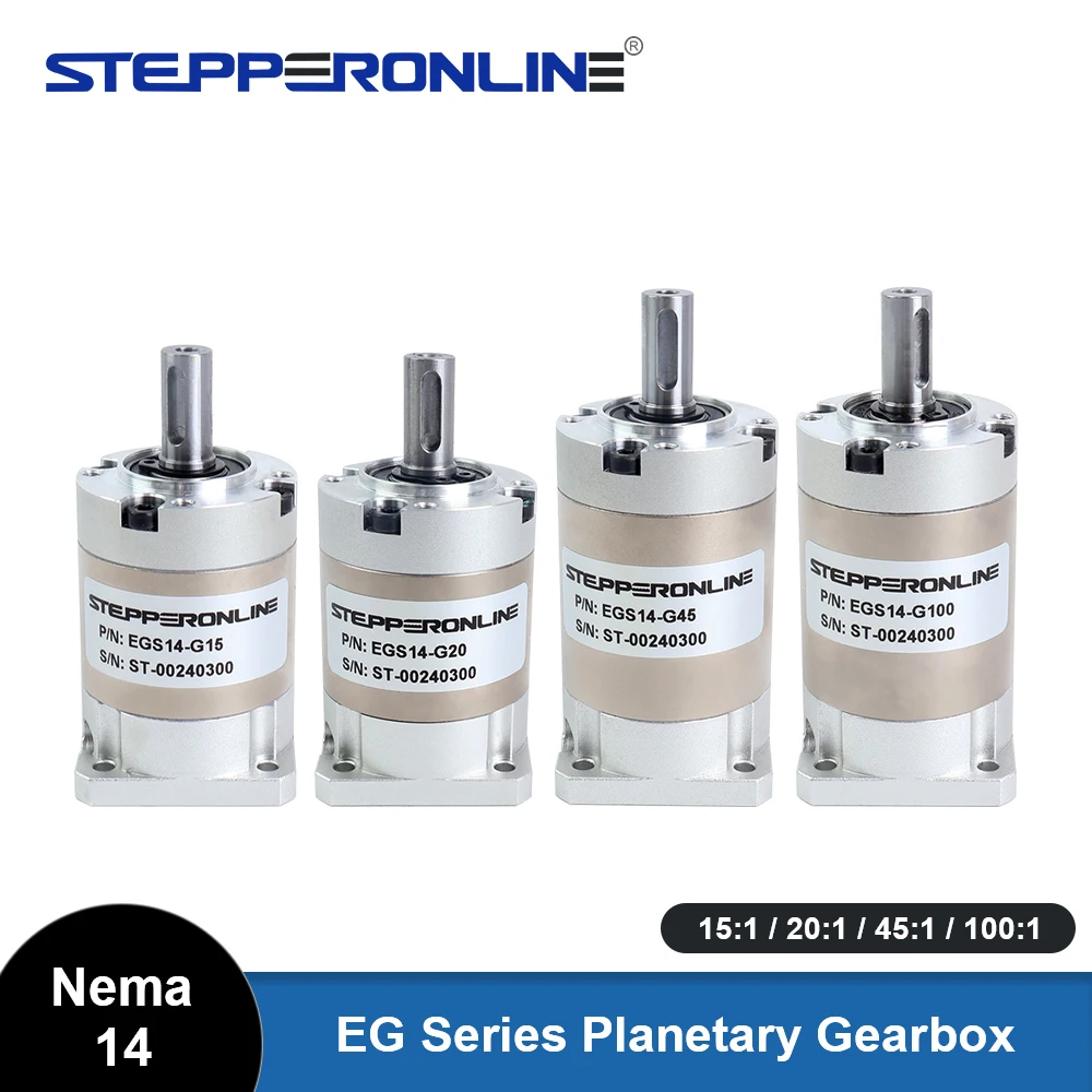 

STEPPERONLINE Nema 14 Планетарный редуктор скорости Передаточное число 15:1/20:1/45:1/100:1 Вход 5 мм для шагового двигателя Nema14