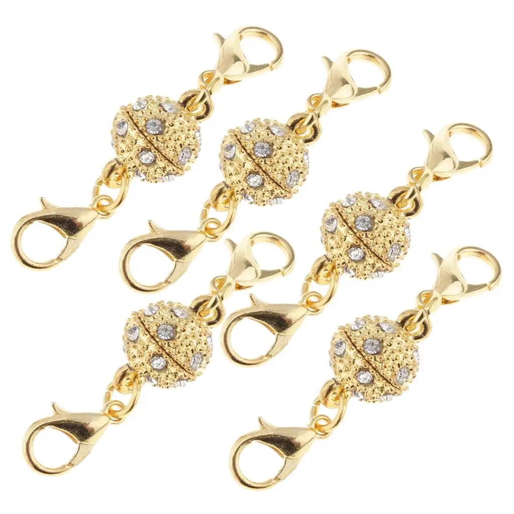 

5pcs Rhinestone Ball Lobster Clasps For Necklace Bracelet Connectors